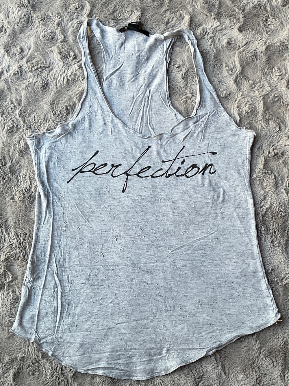 Forever 21 Light Gray 'Perfection' Script Racerback Tank